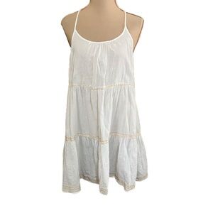 Aerie Size M Adjustable Strap White Sleeveless Tiered Cotton Summer Dress